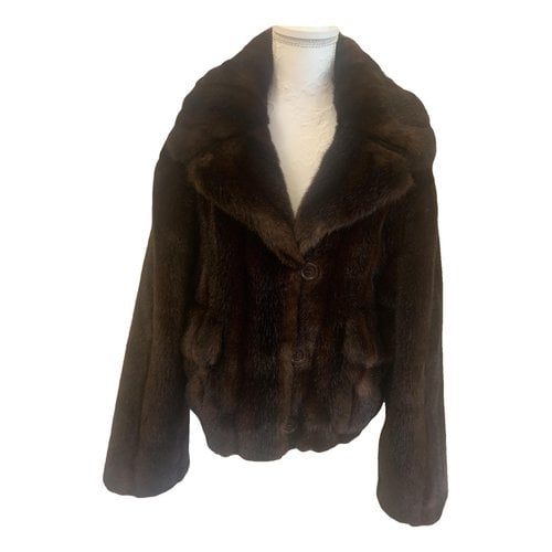 Pre-owned Seventy Faux Fur Caban In Brown