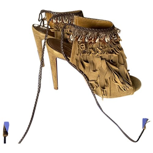 Pre-owned Aquazzura Leather Heels In Brown
