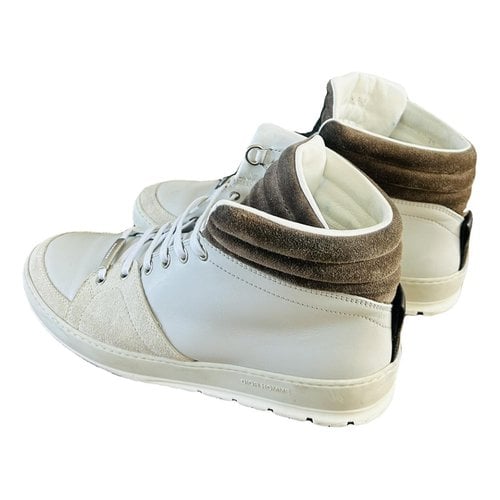 Pre-owned Dior Leather High Trainers In Grey