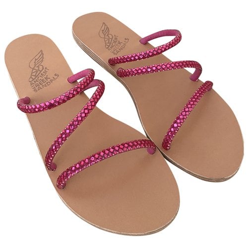 Pre-owned Ancient Greek Sandals Leather Mules In Pink