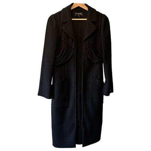 Pre-owned Chanel Tweed Coat In Black