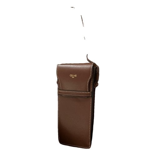 Pre-owned Celine Vegan Leather Crossbody Bag In Brown