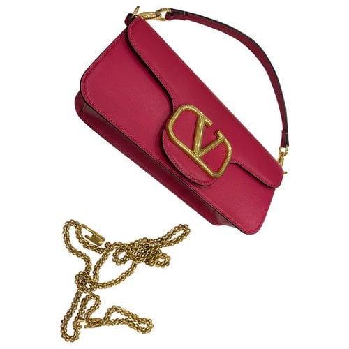 Pre-owned Valentino Garavani Vlogo Leather Handbag In Pink