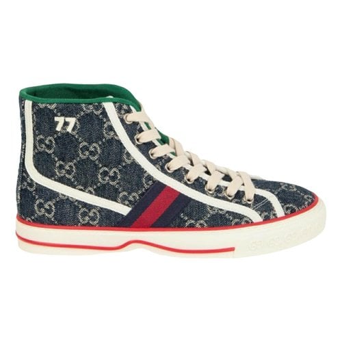 Pre-owned Gucci Tennis 1977 Cloth High Trainers In Blue