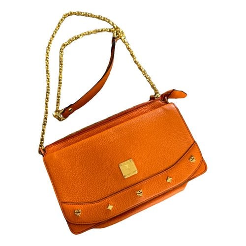 Pre-owned Mcm Leather Clutch Bag In Orange