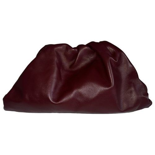 Pre-owned Bottega Veneta Pouch Leather Clutch Bag In Burgundy