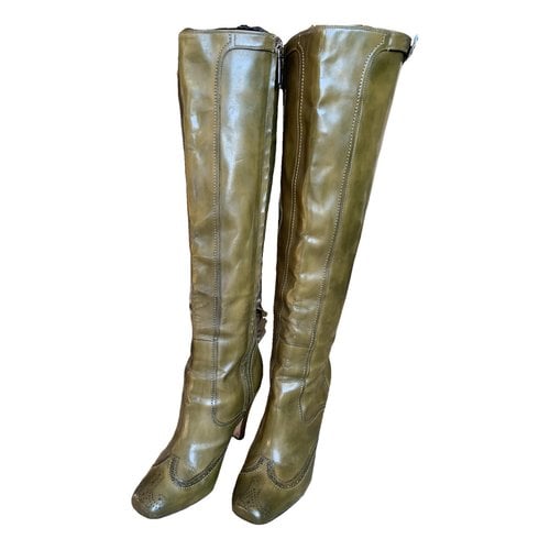 Pre-owned Santoni Leather Boots In Green