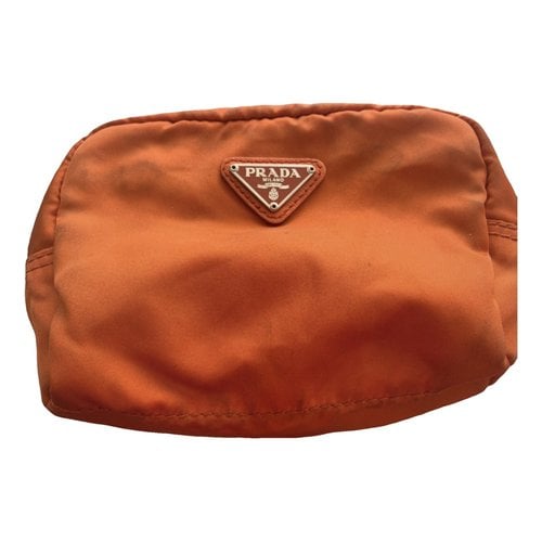 Pre-owned Prada Cloth Clutch Bag In Orange