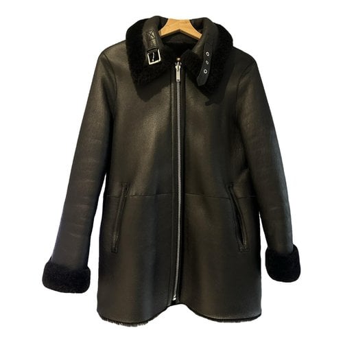 Pre-owned Claudie Pierlot Leather Coat In Black