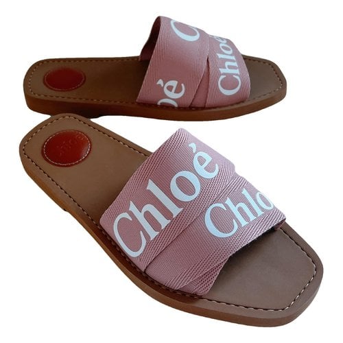 Pre-owned Chloé Woody Cloth Sandal In Pink