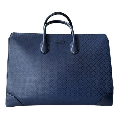 Pre-owned Gucci Leather Tote In Blue