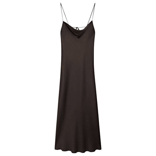 Pre-owned Massimo Dutti Silk Mid-length Dress In Brown