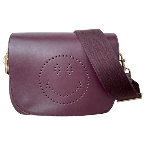 Pre-owned Anya Hindmarch Leather Handbag In Burgundy