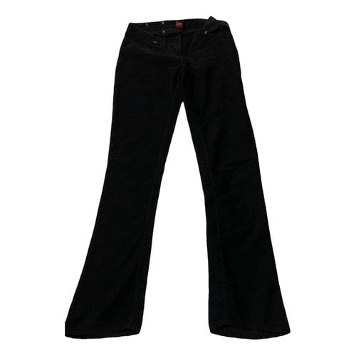 Pre-owned Dondup Velvet Straight Pants In Black