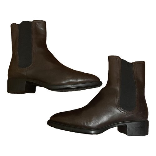 Pre-owned Tod's Leather Biker Boots In Brown