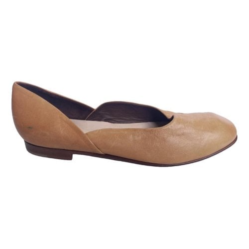 Pre-owned Acne Studios Leather Ballet Flats In Camel