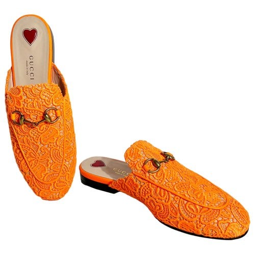 Pre-owned Gucci Princetown Leather Flats In Orange