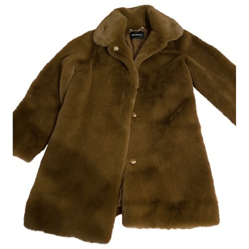 Pre-owned Max & Co Faux Fur Coat In Camel