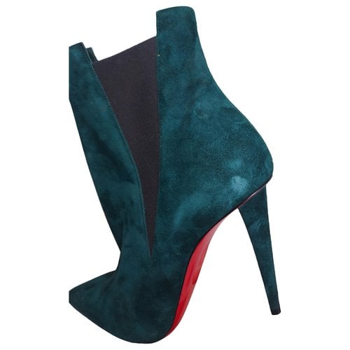 Pre-owned Christian Louboutin Boots In Green