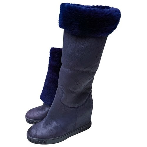 Pre-owned Casadei Leather Snow Boots In Blue