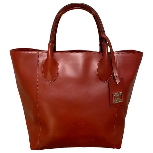 Pre-owned Coccinelle Leather Tote In Burgundy