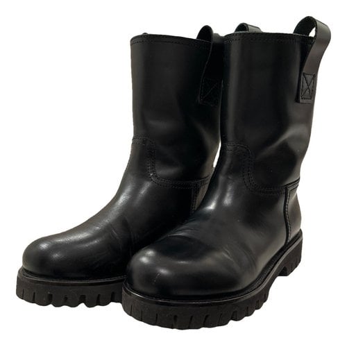 Pre-owned L'autre Chose Leather Biker Boots In Black