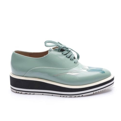 Pre-owned Prada Leather Flats In Green