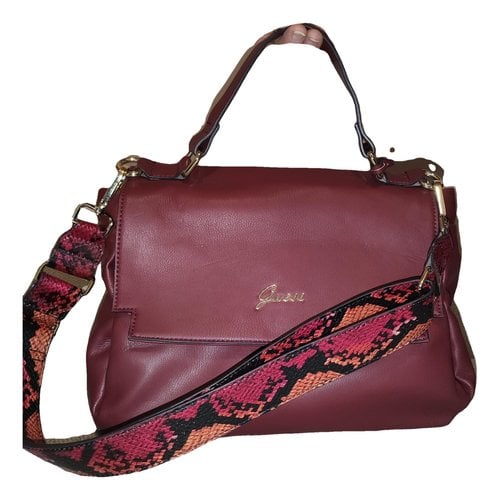 Pre-owned Guess Leather Handbag In Burgundy