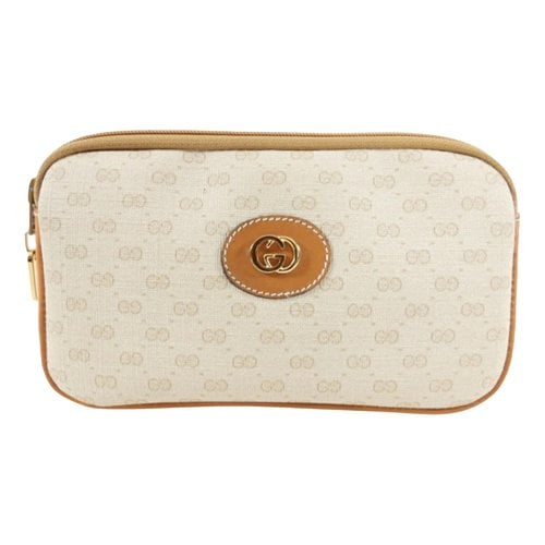 Pre-owned Gucci Ophidia Cloth Clutch Bag In White