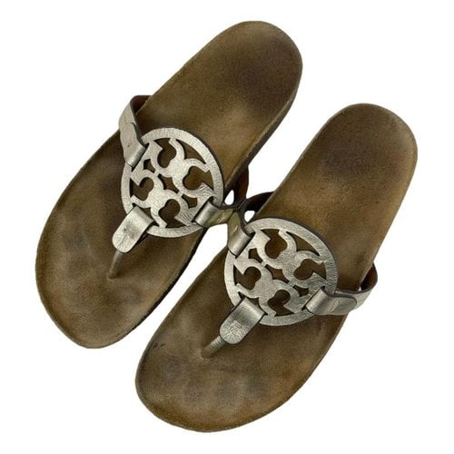 Pre-owned Tory Burch Leather Sandal In Gold