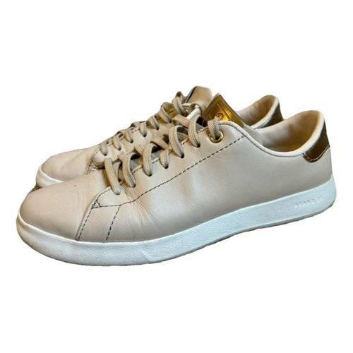 Pre-owned Cole Haan Leather Trainers In Beige