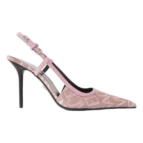 Pre-owned Versace Cloth Heels In Pink
