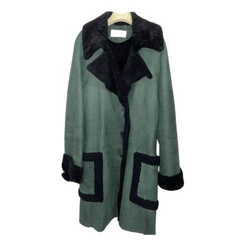 Pre-owned Chloé Leather Coat In Green