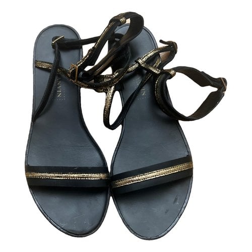 Pre-owned Lanvin Leather Sandal In Black