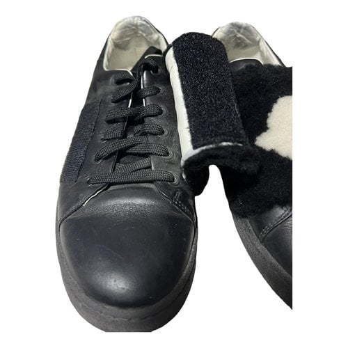 Pre-owned Moncler Leather Lace Ups In Black