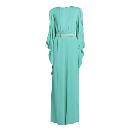 Pre-owned Max Mara Atelier Silk Jumpsuit In Turquoise