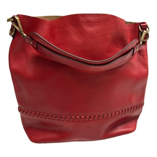 Pre-owned Polo Ralph Lauren Leather Handbag In Red