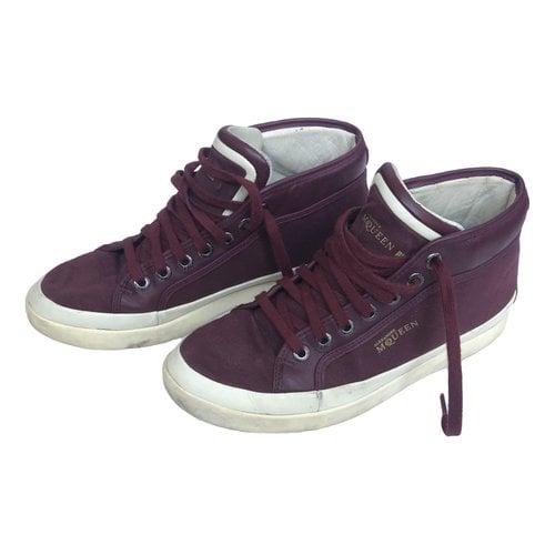 Pre-owned Alexander Mcqueen Cloth Low Trainers In Burgundy