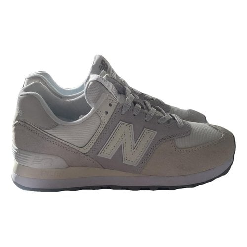 Pre-owned New Balance 574 Velvet Trainers In Beige