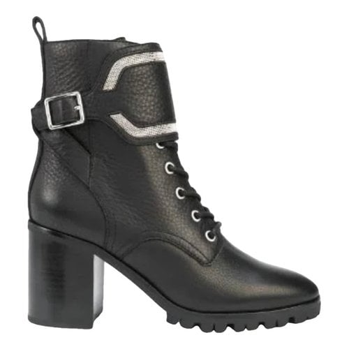 Pre-owned Paige Leather Biker Boots In Black