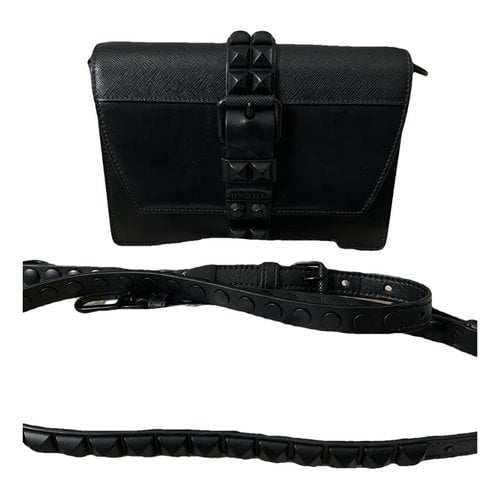 Pre-owned Prada Elektra Leather Crossbody Bag In Black