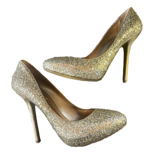 Pre-owned Miu Miu Glitter Heels In Gold
