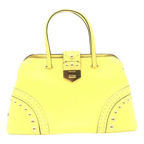 Pre-owned Prada Leather Handbag In Yellow