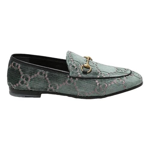Pre-owned Gucci Jordaan Leather Flats In Green