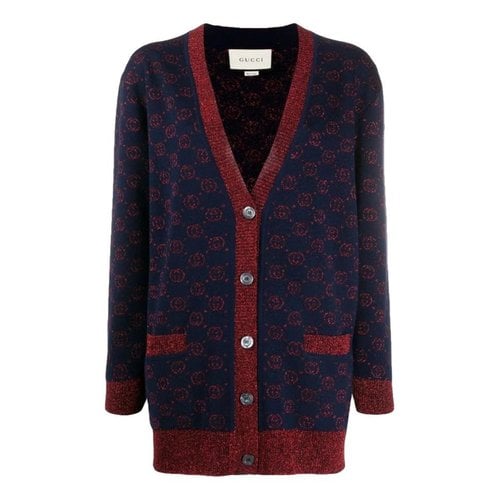 Pre-owned Gucci Wool Cardigan In Navy