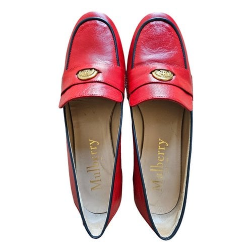 Pre-owned Mulberry Leather Flats In Red