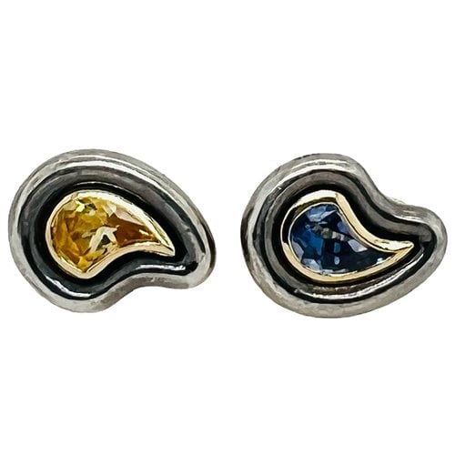 Pre-owned Poiray Yellow Gold Earrings In Blue