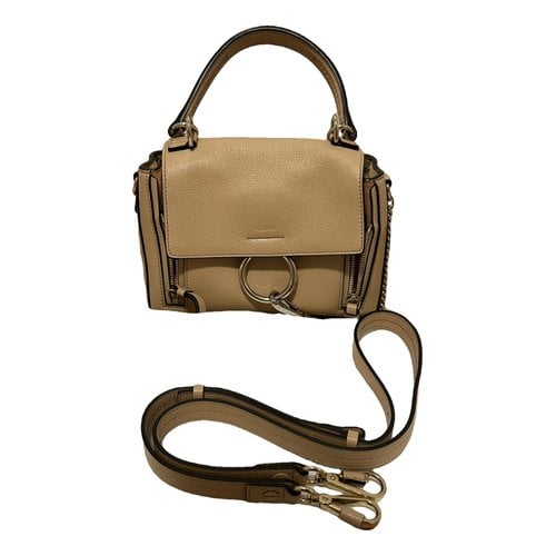 Pre-owned Chloé Faye Day Leather Handbag In Beige