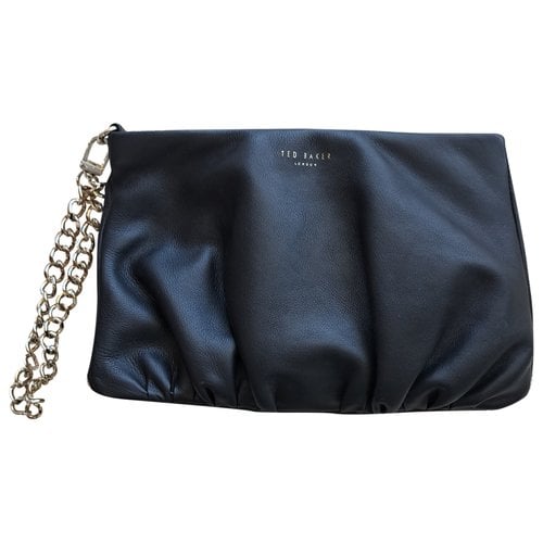 Pre-owned Ted Baker Leather Clutch Bag In Black