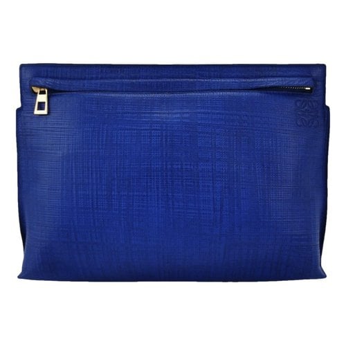 Pre-owned Loewe T Pouch Leather Clutch Bag In Blue